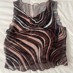brown mesh swirl tank